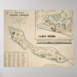 Póster Mapa de Curaçao 1836