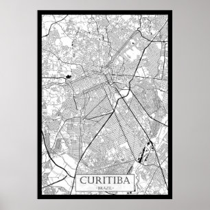 Póster Mapa de Curitiba Brasil