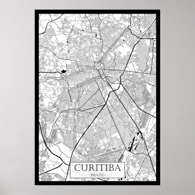Póster Mapa de Curitiba Brasil (Frente)