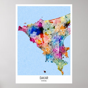 Póster Mapa de Dakar en Senegal