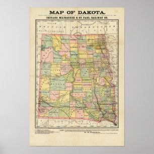 Póster Mapa de Dakota
