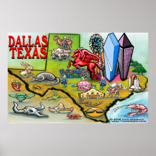 Póster Mapa de Dallas TEXAS