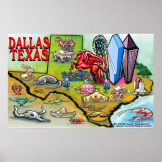 Póster Mapa de Dallas TEXAS