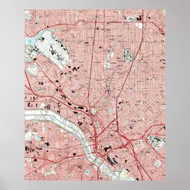 Póster Mapa de Dallas Texas (1995) (Frente)