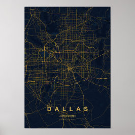 Póster Mapa de Dallas Texas Estilizado | Moderno Resaltad