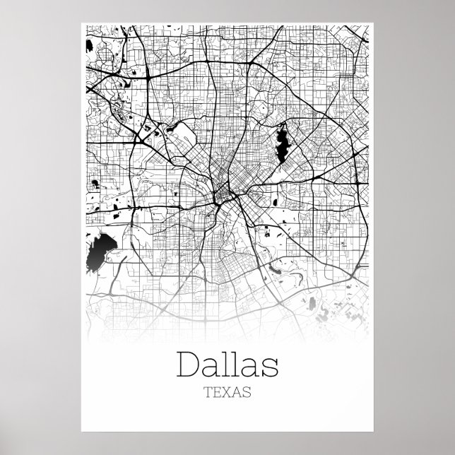 Póster Mapa de Dallas - Texas - Poster de Mapa de Ciudad (Frente)