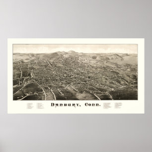 Póster Mapa de Danbury, Connecticut a partir de 1876