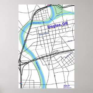 Póster Mapa de Dayton OH
