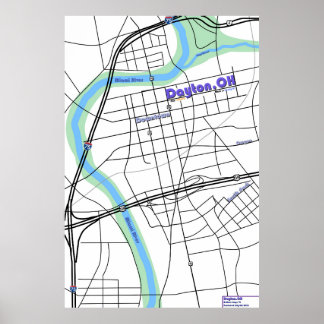 Póster Mapa de Dayton OH
