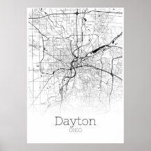 Mapa de Dayton - Ohio - Poster del Mapa de la Ciud