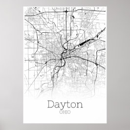 Póster Mapa de Dayton - Ohio - Poster del Mapa de la Ciud