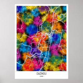Póster Mapa de Dazhou China