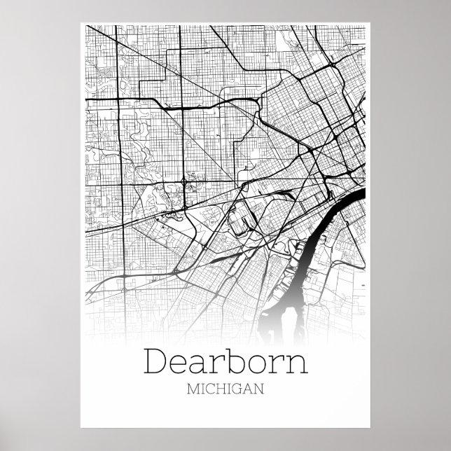Póster Mapa de Dearborn - Michigan - Poster del Mapa de l (Frente)