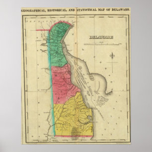 Póster Mapa De Delaware