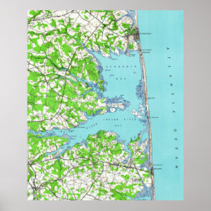 Póster Mapa de Delaware Beach y Bethany Beach (1938)