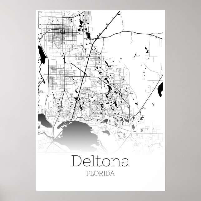 Póster Mapa de Deltona - Florida - Poster de Mapa de la C (Frente)