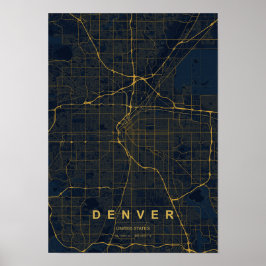 Póster Mapa de Denver Colorado con Estilo