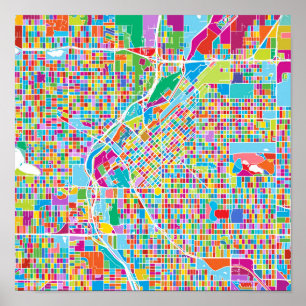 Póster Mapa de Denver colorido