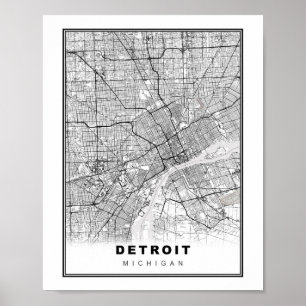 Póster Mapa de Detroit