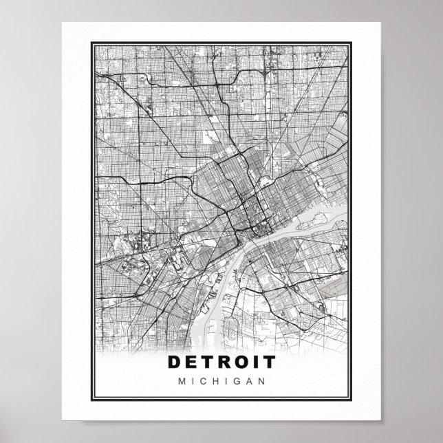 Póster Mapa de Detroit (Frente)