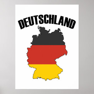 Póster Mapa de Deutschland - Bandera alemana - Viajes de 