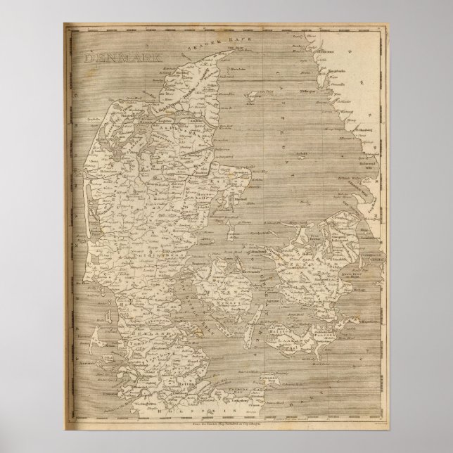 Póster Mapa de Dinamarca por Arrowsmith (Frente)