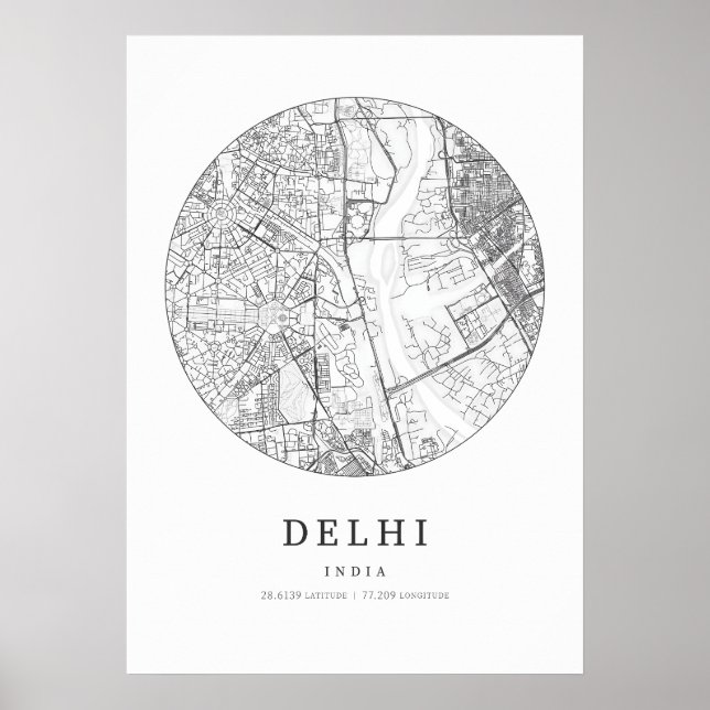 Póster Mapa de diseño de calles de Delhi India (Frente)