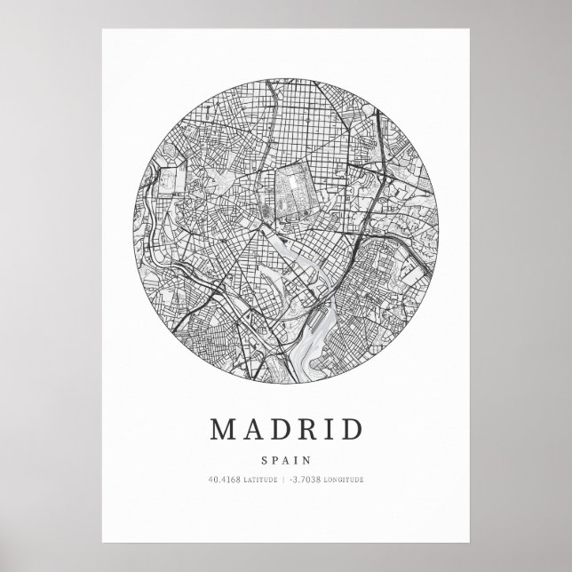 Póster Mapa de diseño de calles de Madrid España (Frente)