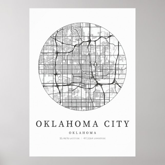Póster Mapa de diseño de la calle Oklahoma City (Frente)
