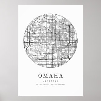 Póster Mapa de diseño de la calle Omaha Nebraska