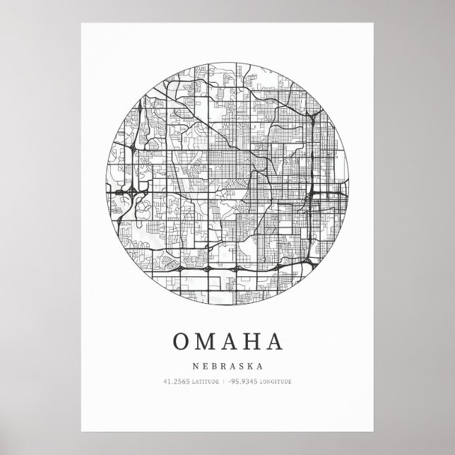 Póster Mapa de diseño de la calle Omaha Nebraska (Frente)
