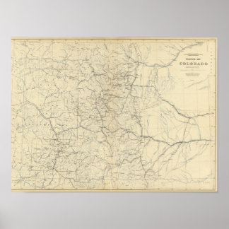 Póster Mapa de drenaje de Colorado