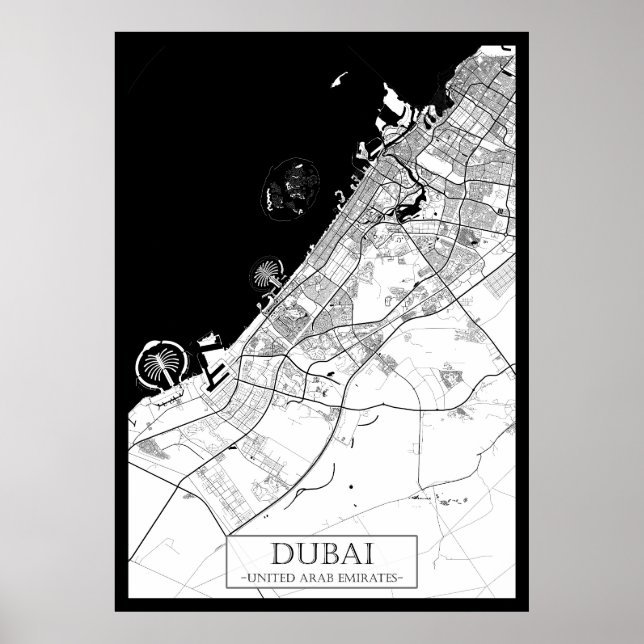 Póster Mapa de Dubái EAU (Frente)