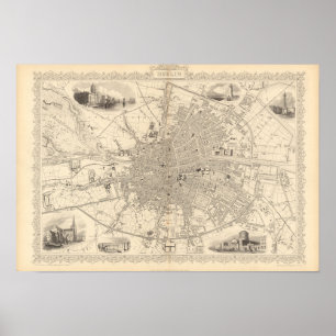 Póster Mapa de Dublín, Irlanda