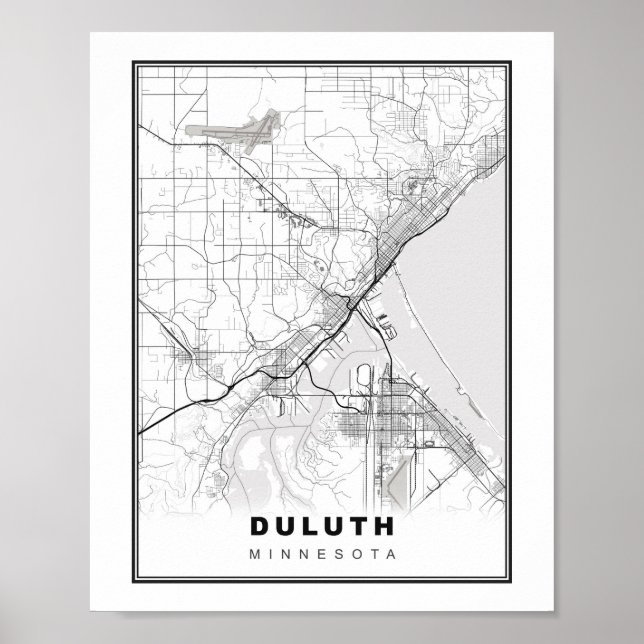 Póster Mapa de Duluth (Frente)
