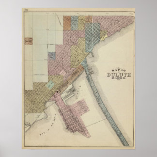 Póster Mapa de Duluth, Condado de St. Louis, Minnesota