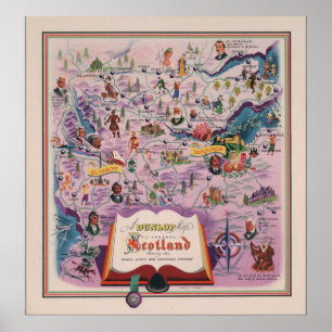 Póster Mapa de Dunlop de Escocia central