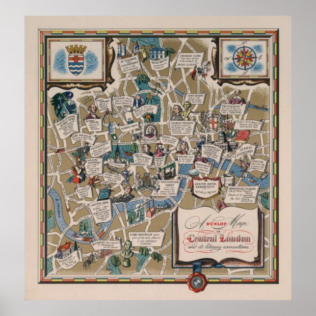 Póster Mapa de Dunlop - Lugares literarios del centro de  (Frente)