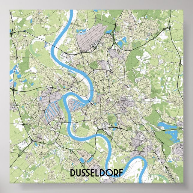 Póster Mapa de Dusseldorf (Frente)