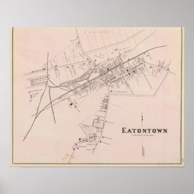Póster Mapa de Eatontown, Nueva Jersey (Frente)