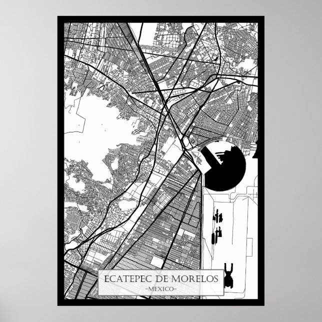 Póster Mapa de Ecatepec de Morelos Ciudad de México (Frente)