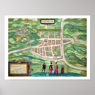 Póster Mapa de Edimburgo, de 'Civitates Orbis Terrarum'