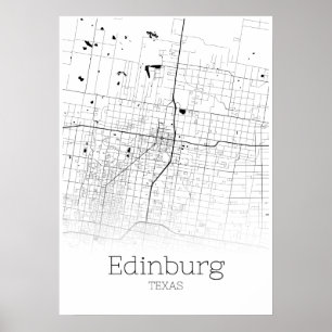 Póster Mapa de Edimburgo - Texas - Poster del Mapa de la 