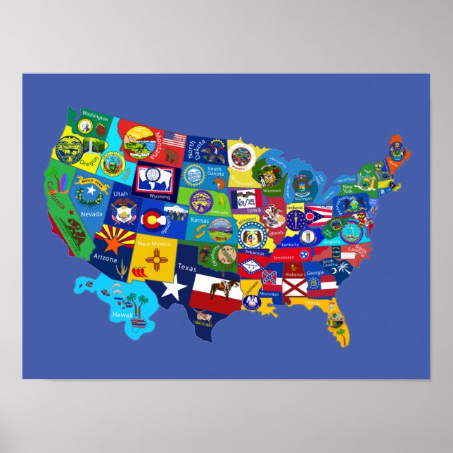 Póster Mapa de EE. UU (Frente)