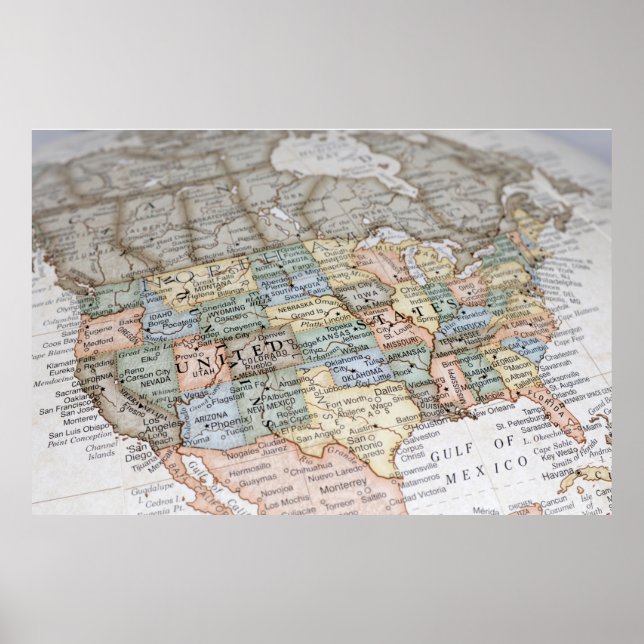 Póster Mapa de EE. UU (Frente)