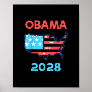 Póster Mapa de EE. UU. Obama 2028 Patriótico Elección Pol
