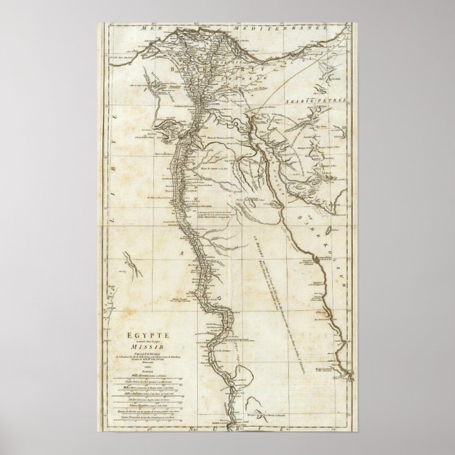 Póster Mapa de Egipto (Frente)