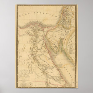 Póster Mapa de Egipto, de Palestina y de Arabia