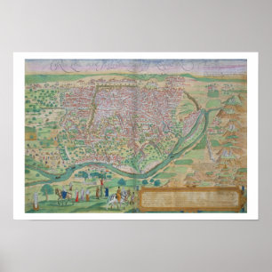 Póster Mapa de El Cairo, de 'Civitates Orbis Terrarum' po