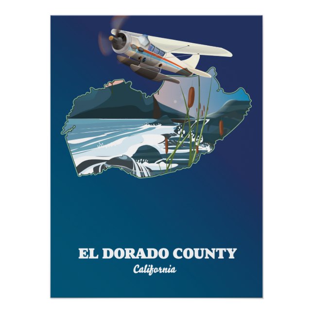 Póster Mapa de El Dorado County California (Anverso)